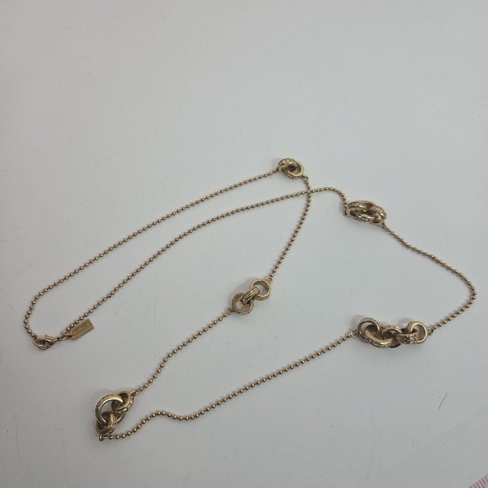 Coach Pave Rondell Link Gold Tone Long Necklace - Picture 2 of 5